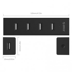 Orico USB 2.0 High Speed HUB 4 Port 100cm Cable - H4013-U2 - Black - 3