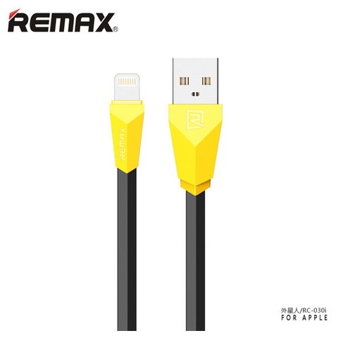 Remax Aliens Fast Charging Lightning USB Cable for iPhone 6/7/8/X - RC-030 - Black/Yellow - 1