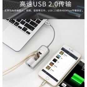 Remax Cati LAN Adapter with 3 Ports USB HUB - RU-U4 - Golden - 5