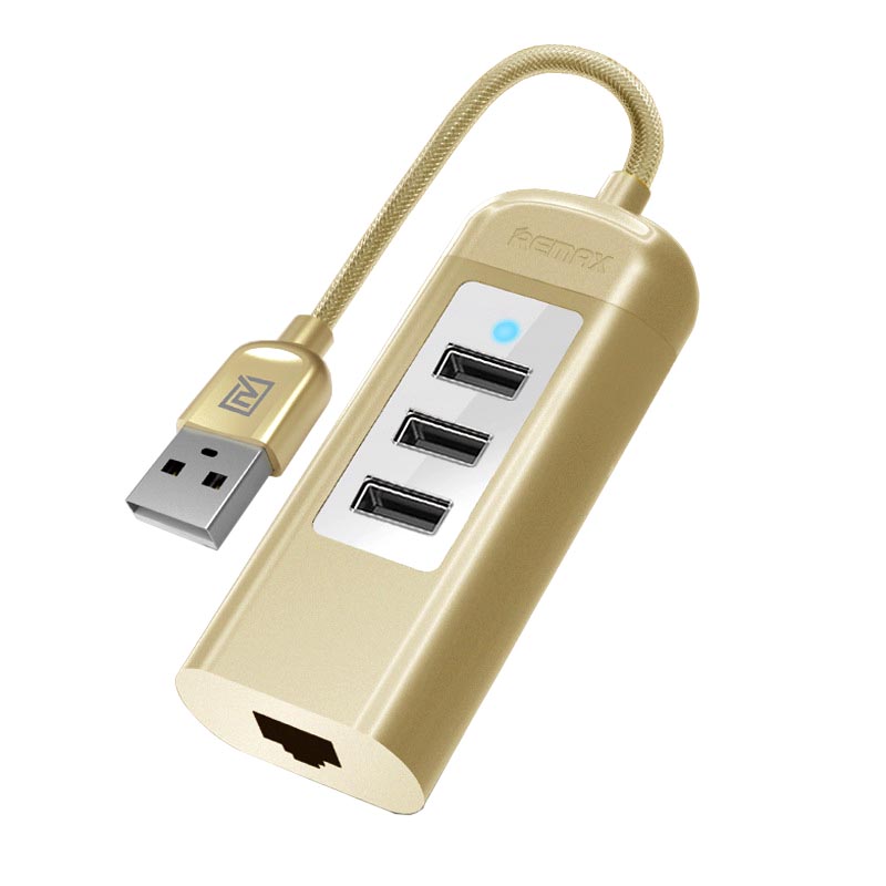 remax cati lan adapter with 3 ports usb hub ru u4 golden jakartanotebook remax cati lan adapter with 3 ports usb hub ru u4 golden jakartanotebook