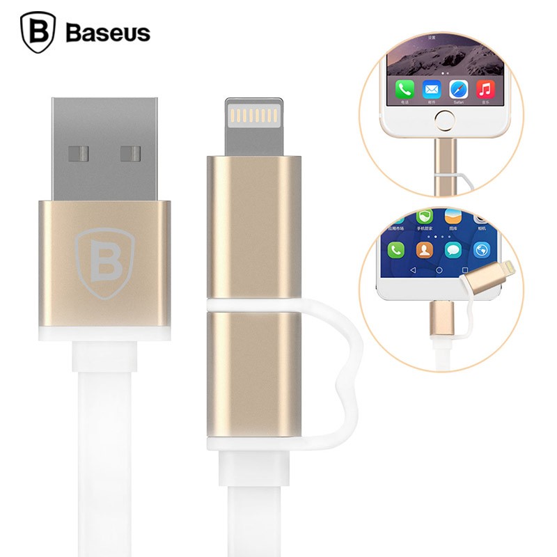 baseus dual port pro series 2 in 1 micro usb lightning metal usb cable original baseus dual port pro series 2 in 1 micro usb lightning metal usb cable original