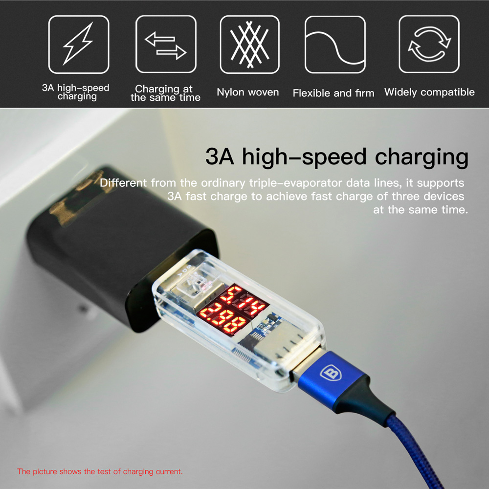 Gambar produk Baseus Rapid Series 2 in 1 Kabel Micro USB + USB Type C 3A 1.2 Meter