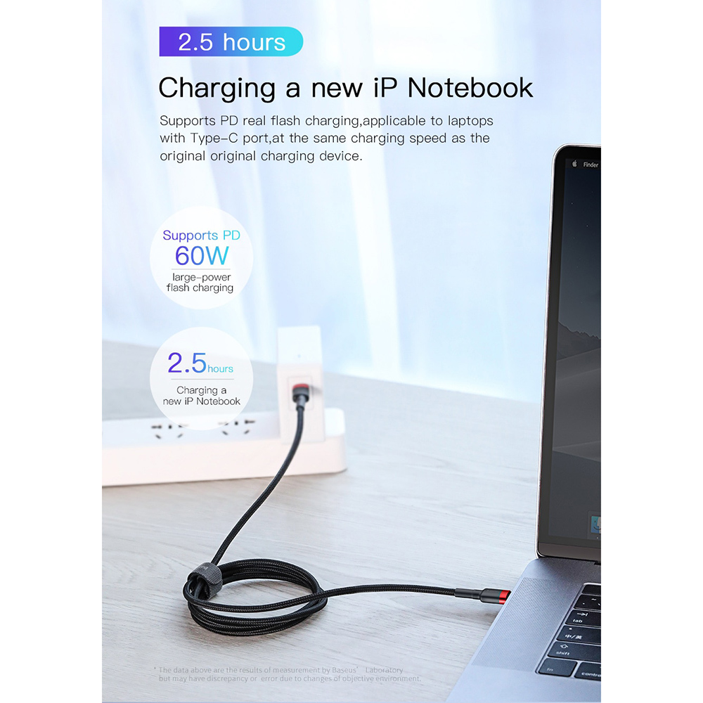 Baseus Cafule Series Kabel Charger Laptop Usb Type C 3a 60w 1 Meter Catklf Gg1 Black Jakartanotebook Com
