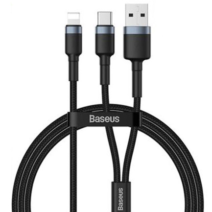 Baseus 2 In 1 Kabel Charger Braided Type C Lightning 2 4a 1 2m