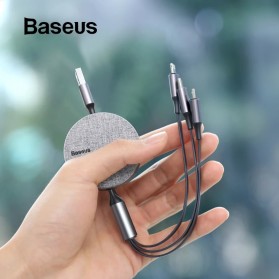 Baseus Kabel Charger 3in1 Retractable Micro USB + Lightning + USB Type C 1.2 m - CAMLT-BYG1 - Gray