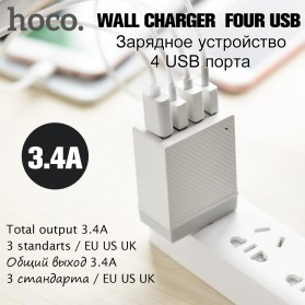 HOCO Charger USB 4 Port 3.4A - C23B - White - 2