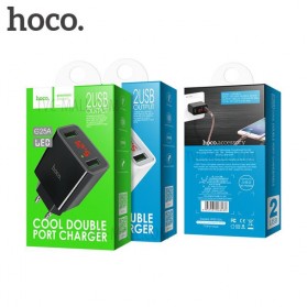 HOCO Charger USB 2 Port 2.2A with LED Display - C25A - Black - 4