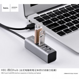 HOCO Line Machine USB Hub 4 Port - HB1 - Gray Silver - 3