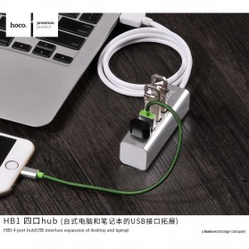HOCO Line Machine USB Hub 4 Port - HB1 - Gray Silver - 4