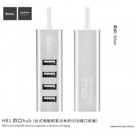 HOCO Line Machine USB Hub 4 Port - HB1 - Gray Silver - 5