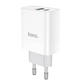 Hoco Charger USB Type C PD QC3.0 2 Port 20W - C80A - White - 1