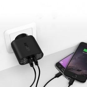 Aukey Charger USB 2 Port EU Plug 36W dengan QC 2.0 & AIPower - PA-T7 - Black - 4
