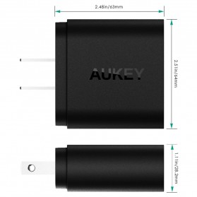 Aukey Charger USB 2 Port EU Plug 36W dengan QC 2.0 & AIPower - PA-T7 - Black - 7
