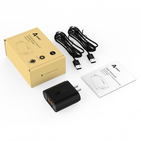 Aukey Charger USB 2 Port EU Plug 36W dengan QC 2.0 & AIPower - PA-T7 - Black - 8