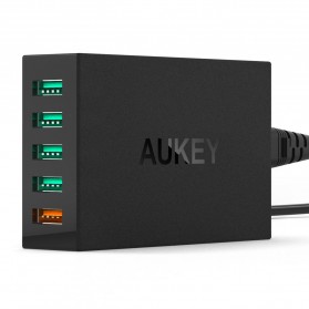 Aukey Charger USB 5 Port EU Plug 54W with QC 2.0 & AiPower - PA-T1 - Black - 1