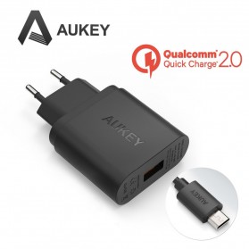 Aukey Charger USB 1 Port EU Plug 18W with QC 2.0 & AIPower - PA-U28 - Black - 1
