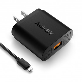 Aukey Charger USB 1 Port EU Plug 18W with QC 2.0 & AIPower - PA-U28 - Black - 11