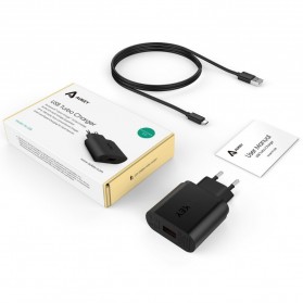 Aukey Charger USB 1 Port EU Plug 18W with QC 2.0 & AIPower - PA-U28 - Black - 12