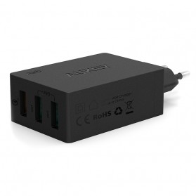 Aukey Charger USB 3 Port EU Plug 42W with QC 2.0 & AiPower - PA-T2 - Black - 2