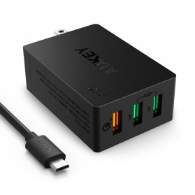 Aukey Charger USB 3 Port EU Plug 42W with QC 2.0 & AiPower - PA-T2 - Black - 6
