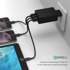 Aukey Charger USB 3 Port EU Plug 42W with QC 2.0 & AiPower - PA-T2 - Black - 8