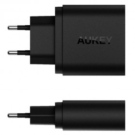 Aukey USB Wall Charger 2 Port EU Plug 36W with Qualcomm Quick Charge 3.0 - PA-T16 - Black - 2