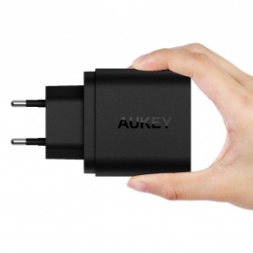 Aukey USB Wall Charger 2 Port EU Plug 36W with Qualcomm Quick Charge 3.0 - PA-T16 - Black - 5