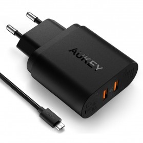 Aukey USB Wall Charger 2 Port EU Plug 36W with Qualcomm Quick Charge 3.0 - PA-T16 - Black - 8