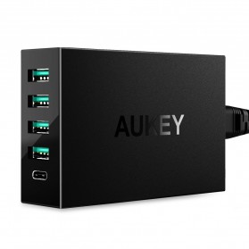 Aukey Charger USB 4 Port+1 Port Type C 54W QC3.0 & AiPower - PA-Y5 - Black - 1