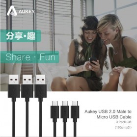 Aukey Kabel Charger Micro USB 1.2m 3PCS - CB-D10 - Black - 5