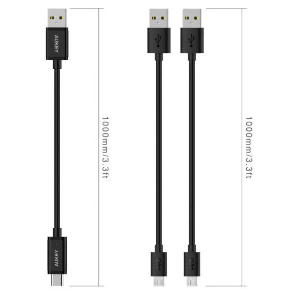 Aukey Kabel Charger USB Type C + Micro USB 1m 3 PCS - CB