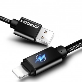 Joyroom Kabel Charger Lightning Braided dengan Lampu LED - S-Q3 - Black - 1