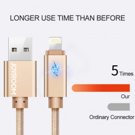 Joyroom Kabel Charger Lightning Braided dengan Lampu LED - S-Q3 - Black - 5