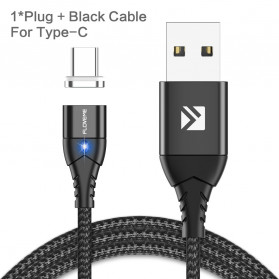 Floveme Kabel Charger USB Type C Magnetic Head 3A 1 Meter - P0378 - Black - 1