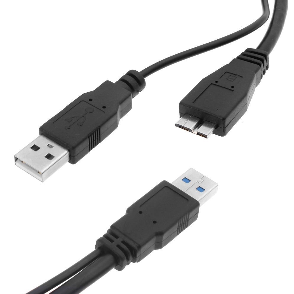 USB 3.0 to Micro B Type Y USB 2.0 Cable for HDD - Black 
