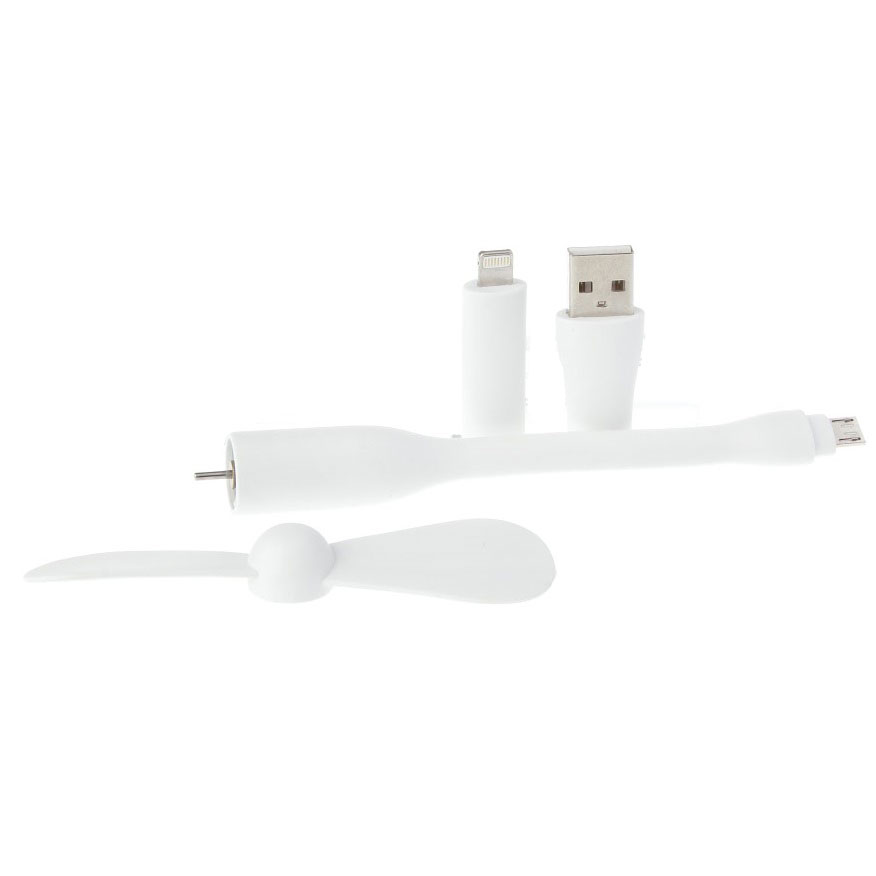 3 In 1 Mini Portable Usb Fan For Smartphone Iphone Pc Laptop Lightning 8pin Micro Usb White Jakartanotebook Com