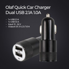 Olaf Quick Car Charger Dual USB 2.1A 1.0A - KSD-8 - Black - 1