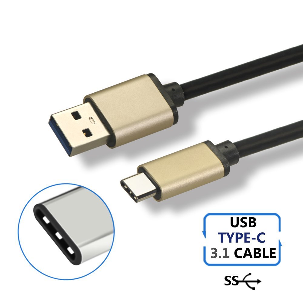 Aluminium Usb Type C To Usb 3 0 Cable 1 Meter Black Gold