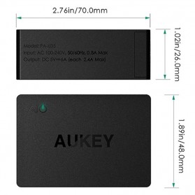 Aukey Charger USB 3 Port EU Plug - PA-U35 - Black - 4