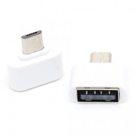 Mini OTG Adapter Micro USB ke USB Female - White - 1