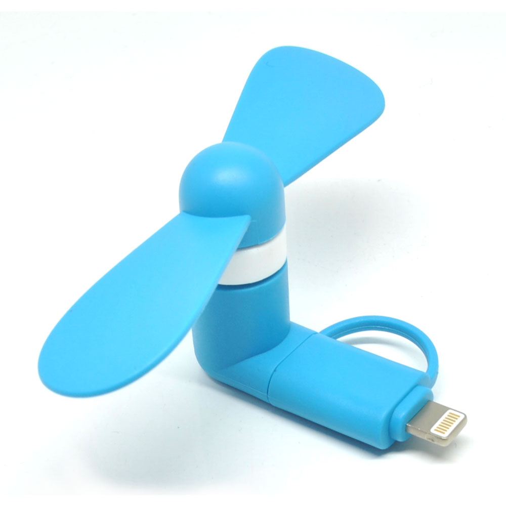  Kipas Mini Portable Lightning Micro USB Blue 