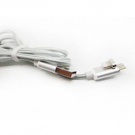 2 in 1 Kabel Charger Braided Magnetic Micro USB & Lightning for Smartphone - Silver - 5