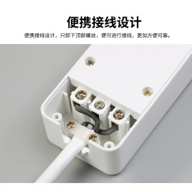 JRDQ Powerstrip 3 USB Port + 3 Electric Plug dengan LED Indikator - White - 6