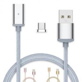 USLION Kabel Charger Magnetic Head USB Type C 1 Meter - AM17 - Silver - 1
