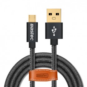 Bastec Kabel Charger Micro USB Leather 1 Meter - Black