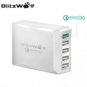 BlitzWolf Charger USB 5 Port Quick Charger 3.0 4.4A - BW-S7 - White - 1