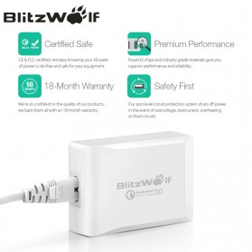 BlitzWolf Charger USB 5 Port Quick Charger 3.0 4.4A - BW-S7 - White - 5