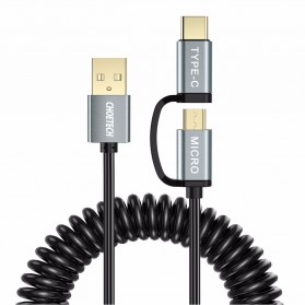 CHOETECH Kabel Charger 2 in 1 USB Type C dan Micro USB - 1.2m - Black/Gray - 1