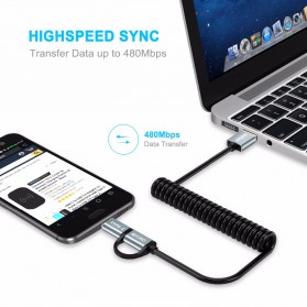 CHOETECH Kabel Charger 2 in 1 USB Type C dan Micro USB - 1.2m - Black/Gray - 3