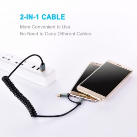 CHOETECH Kabel Charger 2 in 1 USB Type C dan Micro USB - 1.2m - Black/Gray - 5